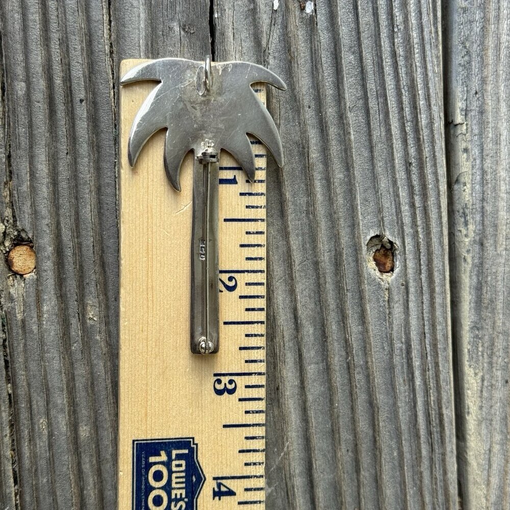 Vintage 925 Sterling Silver Palm Tree Brooch Pin Pendant - Picture 9 of 9